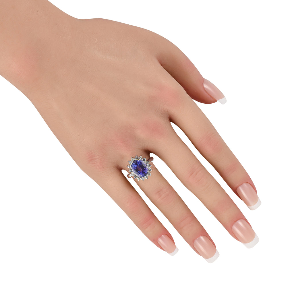 Platinum 0.82ct Diamond and Tanzanite Ring