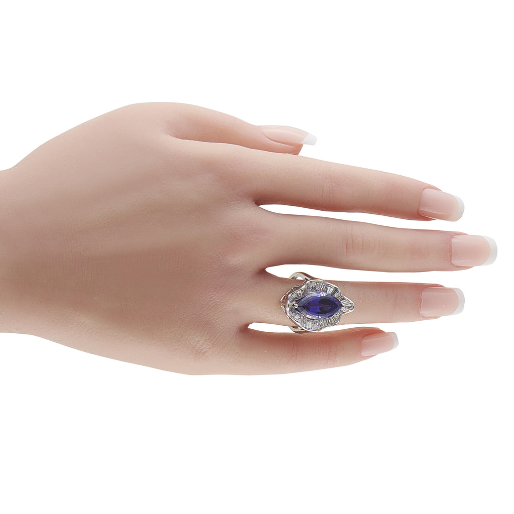 Platinum 1.80ct Diamond and Tanzanite Ring