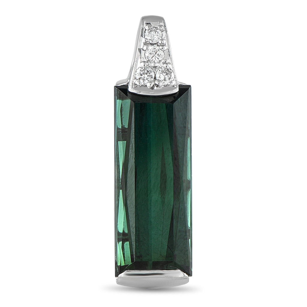 Exclusive Platinum 0.009ct Diamond and Tourmaline Pendant MF17-073025 – Sharp and refined, this platinum pendant features a s