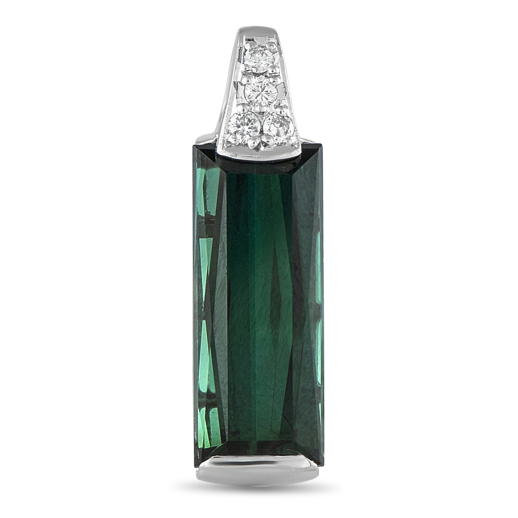 Exclusive Platinum 0.009ct Diamond and Tourmaline Pendant MF17-073025 – Sharp and refined, this platinum pendant features a s