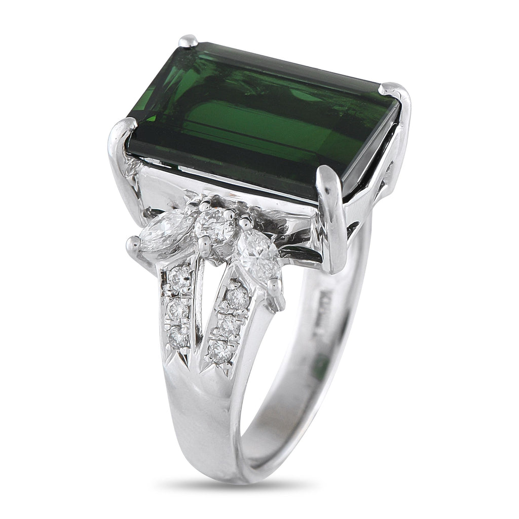 Exclusive Platinum 0.54ct Diamond and Tourmaline Ring