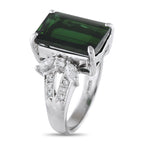 Exclusive Platinum 0.54ct Diamond and Tourmaline Ring