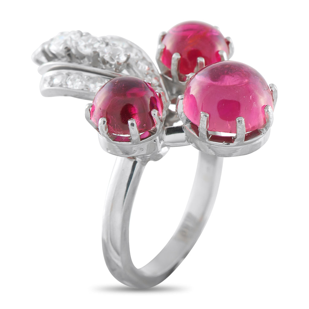 Platinum 0.60ct Diamond and Tourmaline Ring
