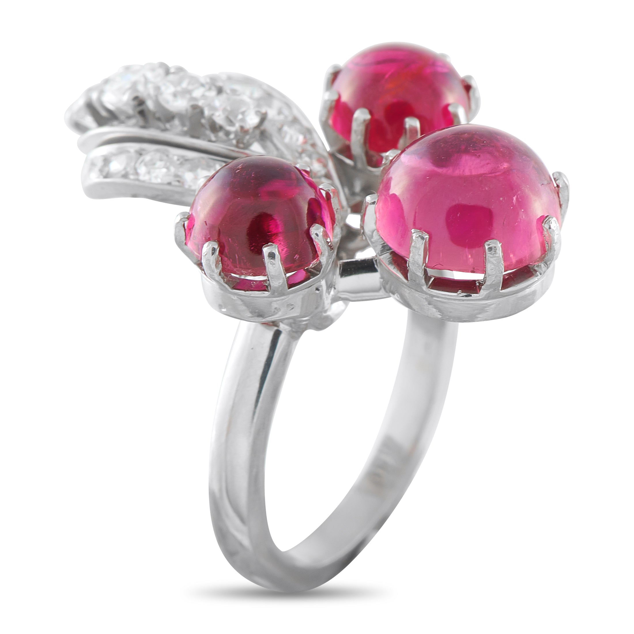 Platinum 0.60ct Diamond and Tourmaline Ring