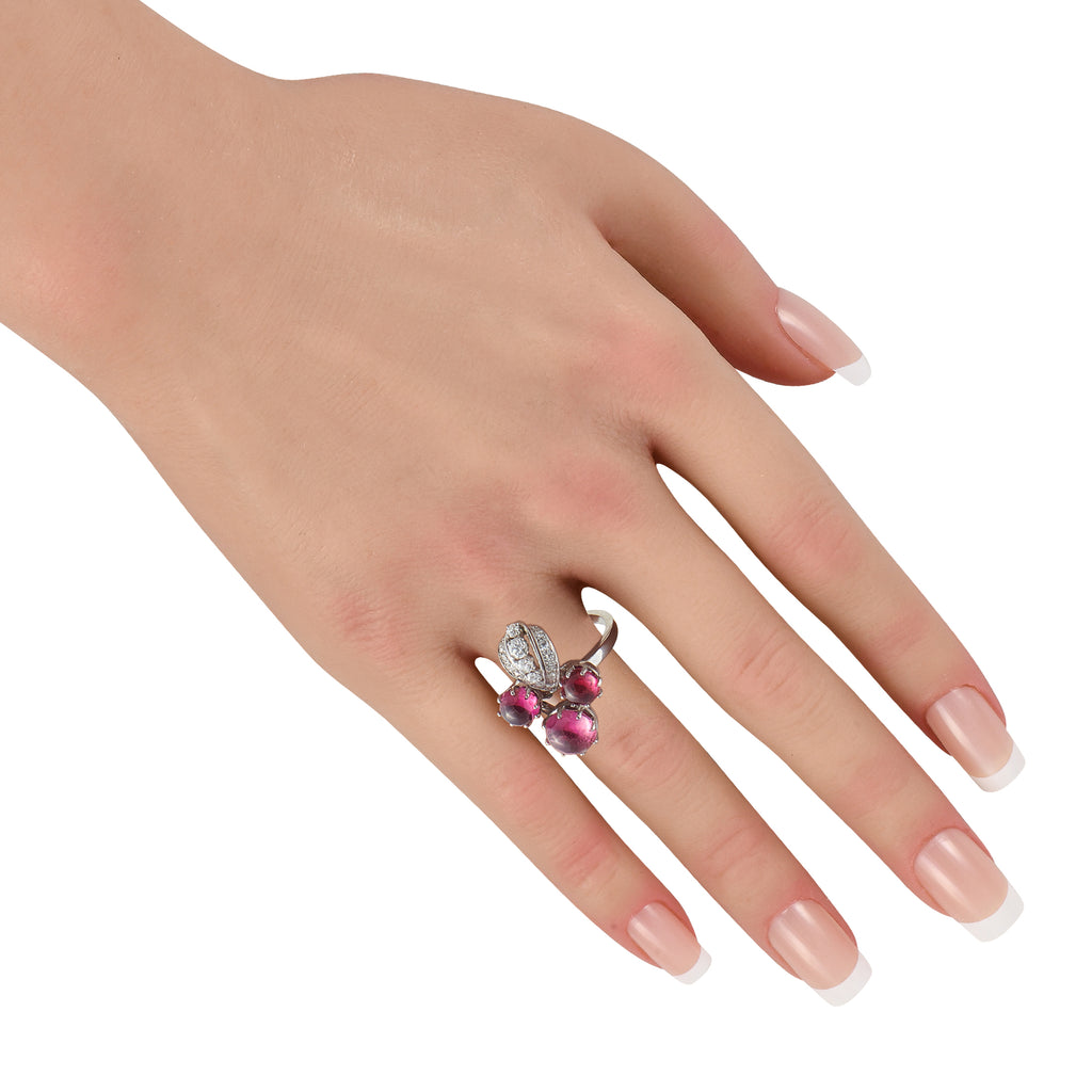 Platinum 0.60ct Diamond and Tourmaline Ring