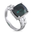 Platinum 0.67ct Diamond and Tourmaline Ring