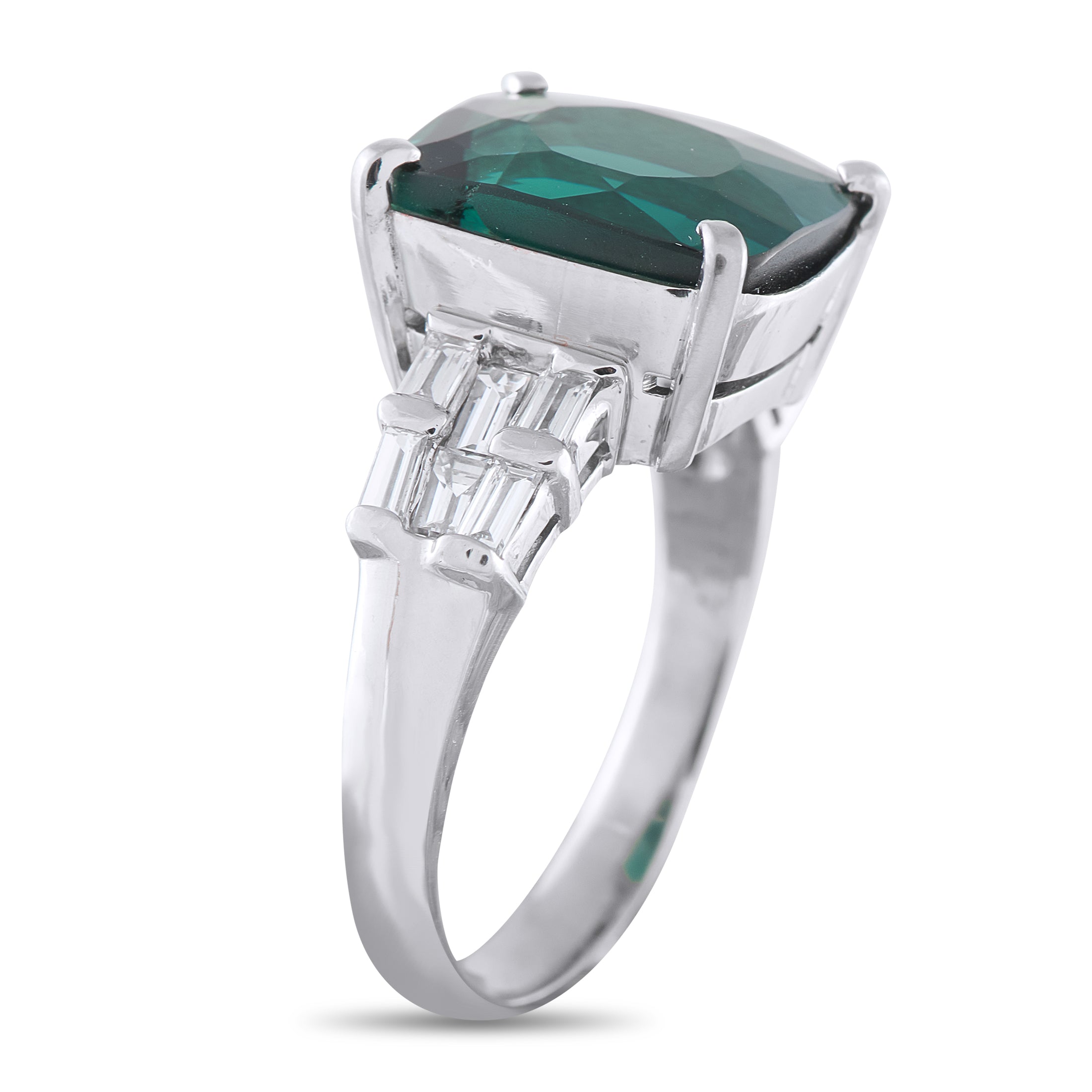 Platinum 0.67ct Diamond and Tourmaline Ring