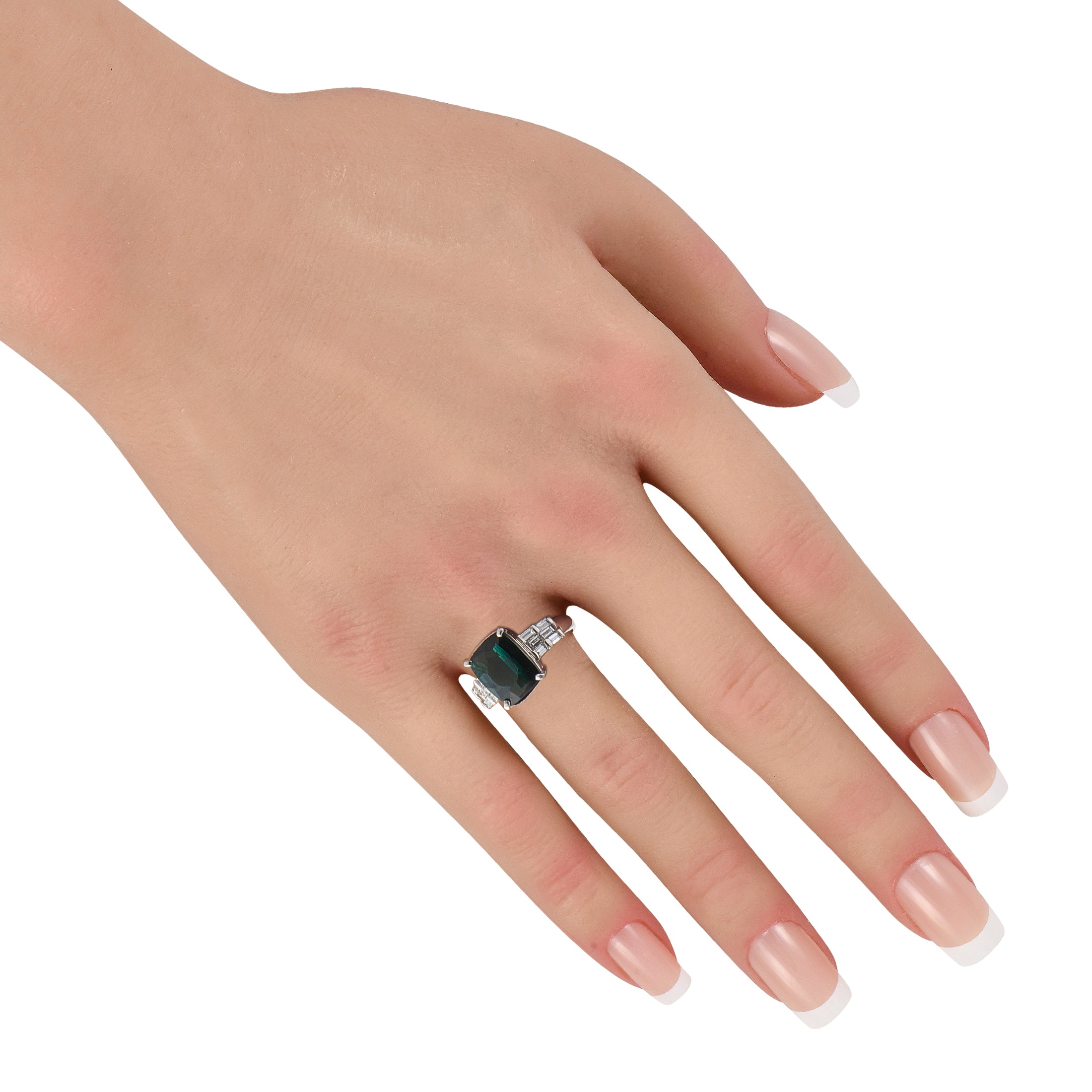 Platinum 0.67ct Diamond and Tourmaline Ring