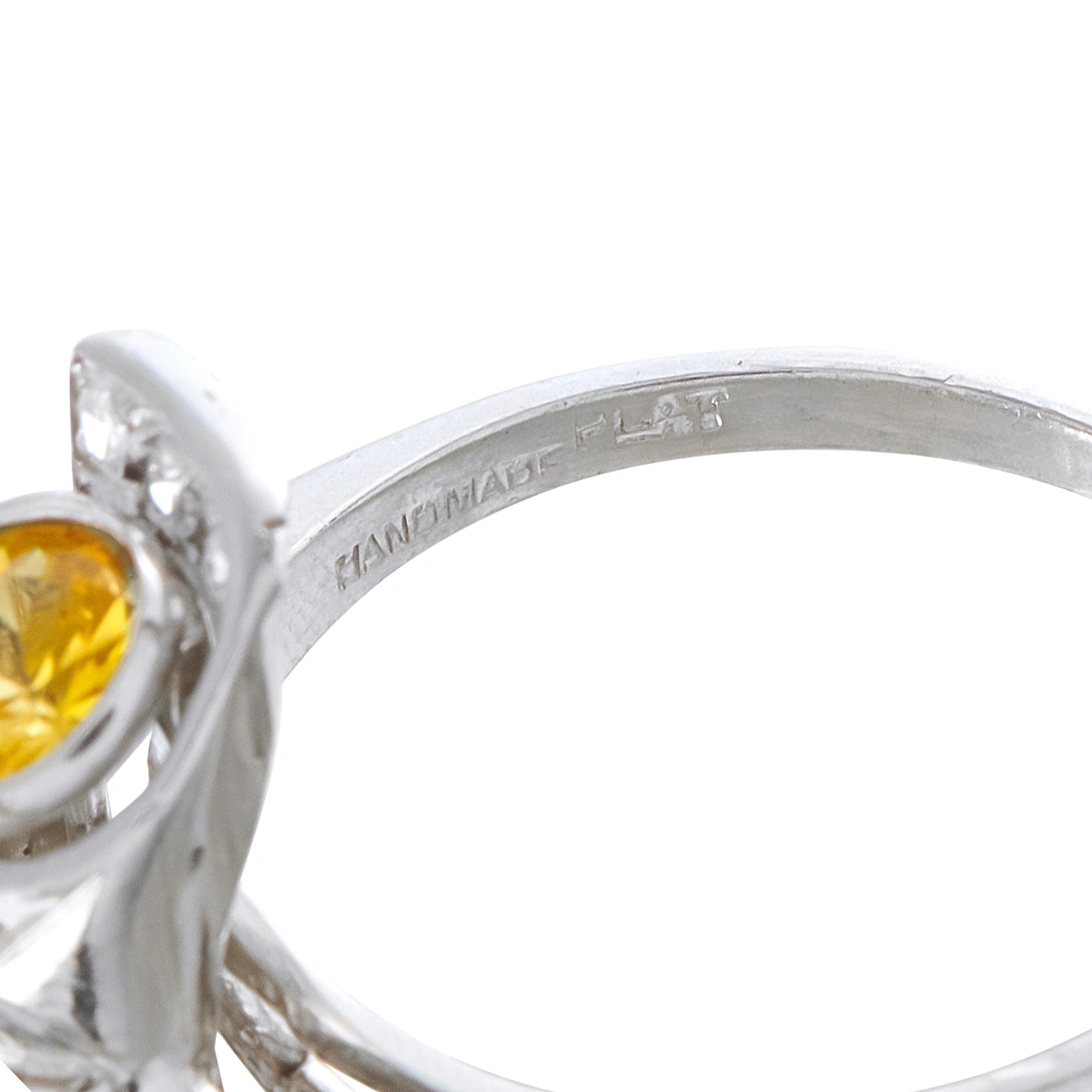 Platinum 0.82ct Diamond and Yellow Sapphire Mid-Century Cocktail Ring
