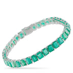 Platinum 26.87ct Emerald Line Bracelet