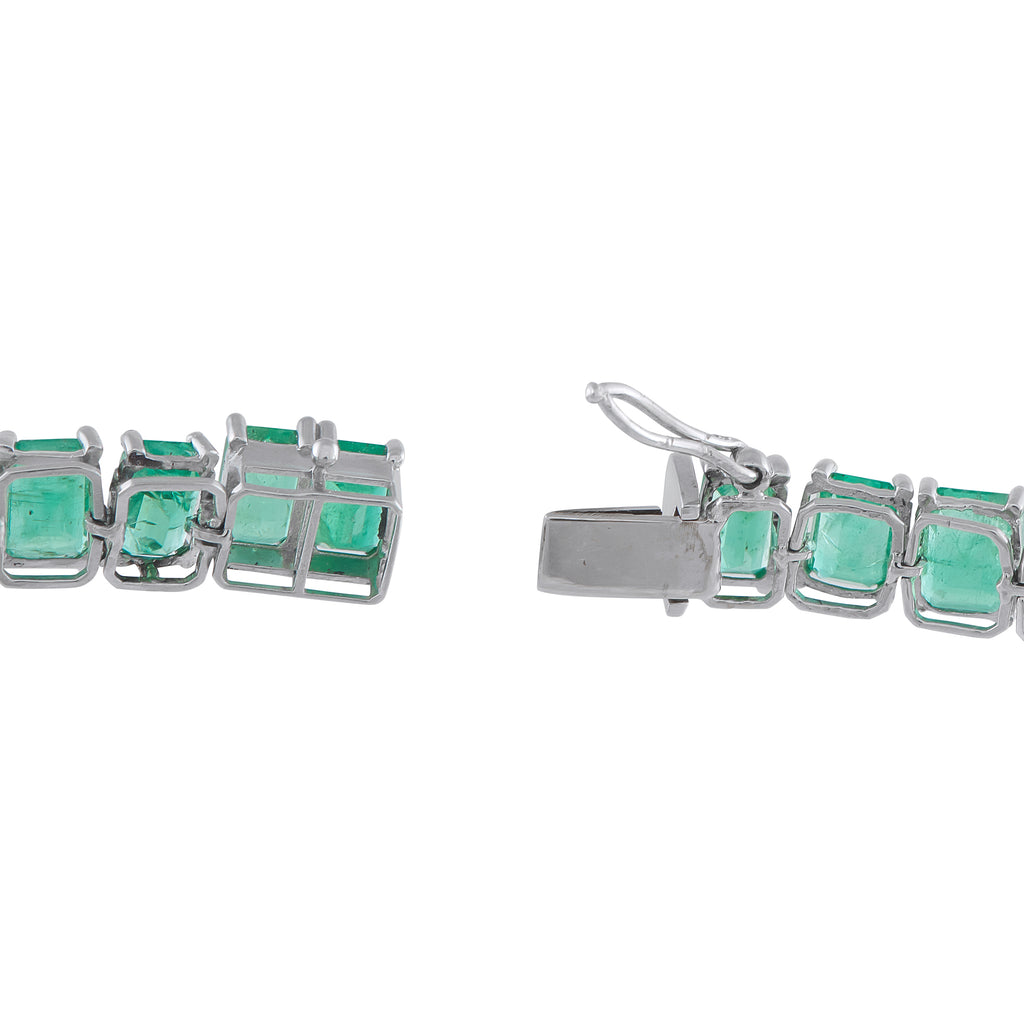 Platinum 26.87ct Emerald Line Bracelet