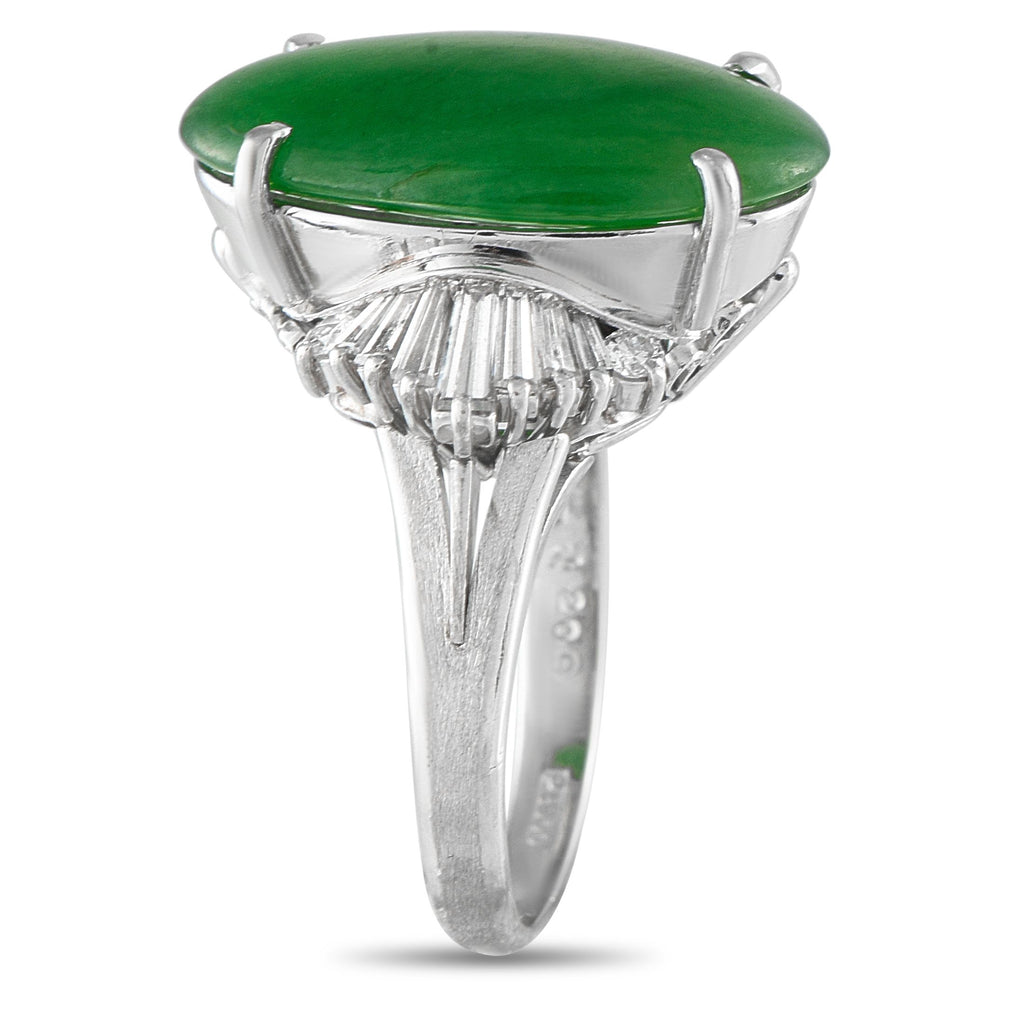 Exclusive Platinum 0.72ct Diamond and Jade Ring