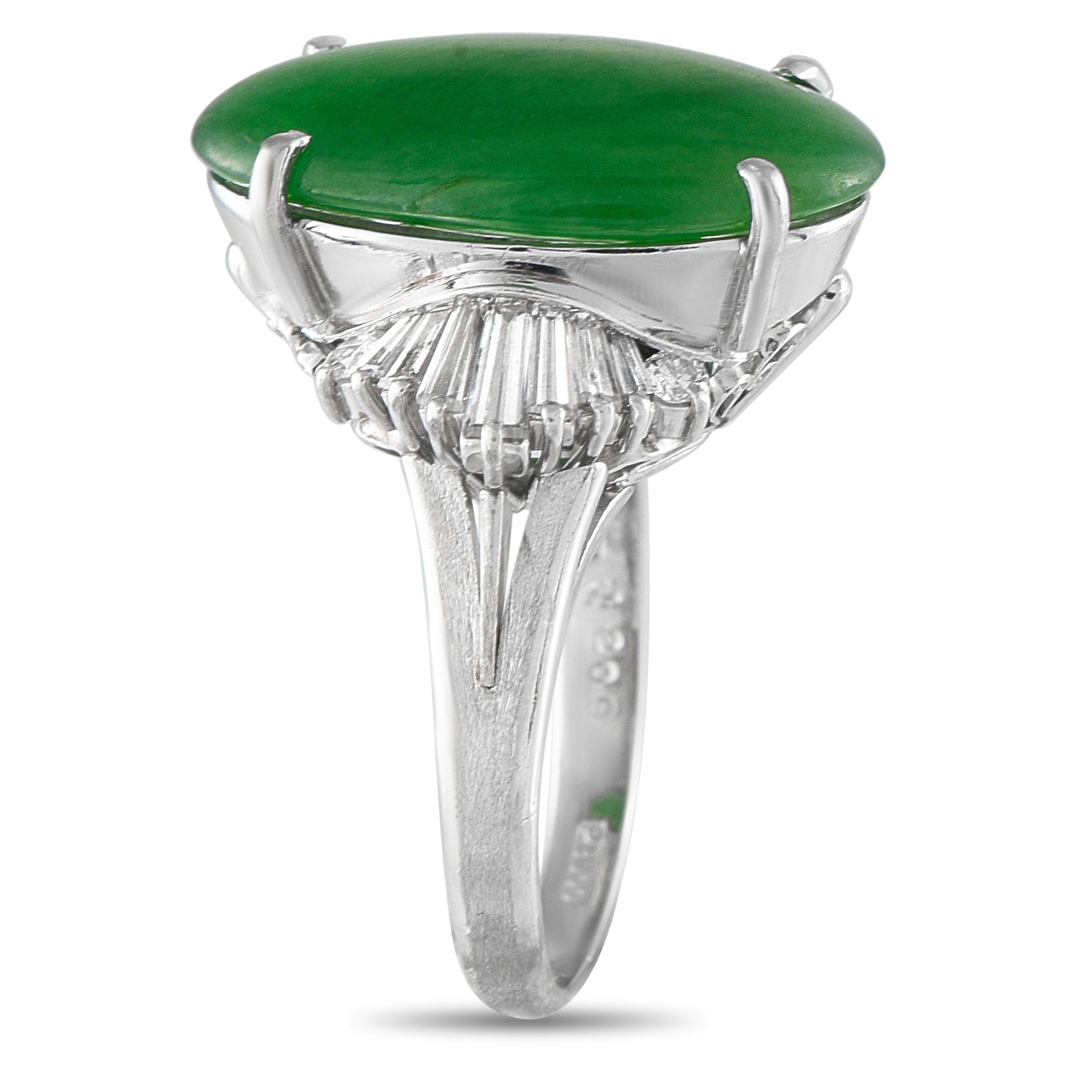 Exclusive Platinum 0.72ct Diamond and Jade Ring