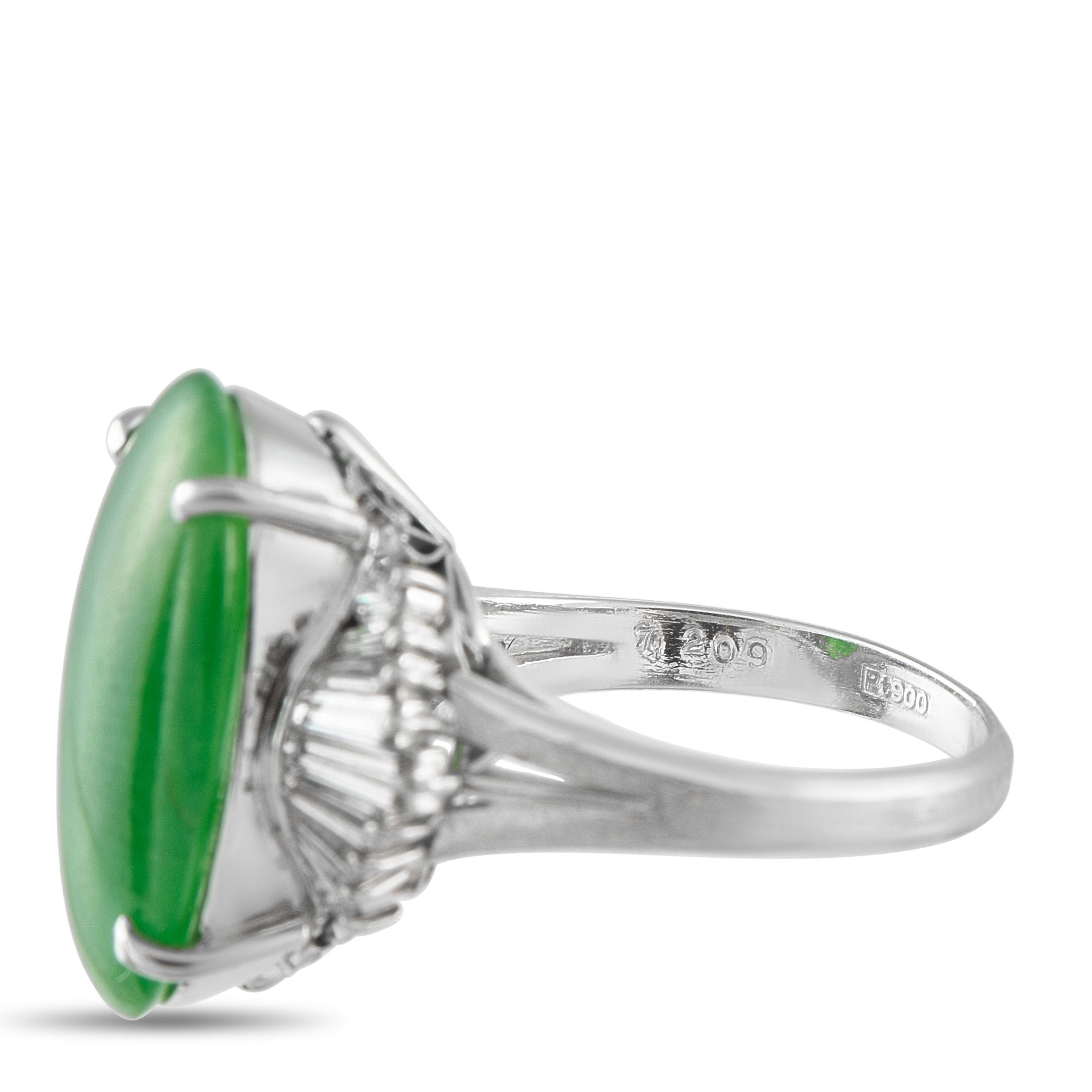 Exclusive Platinum 0.72ct Diamond and Jade Ring