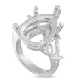 Platinum pear-shape gemstone mounting ring with prong setting and halo frame