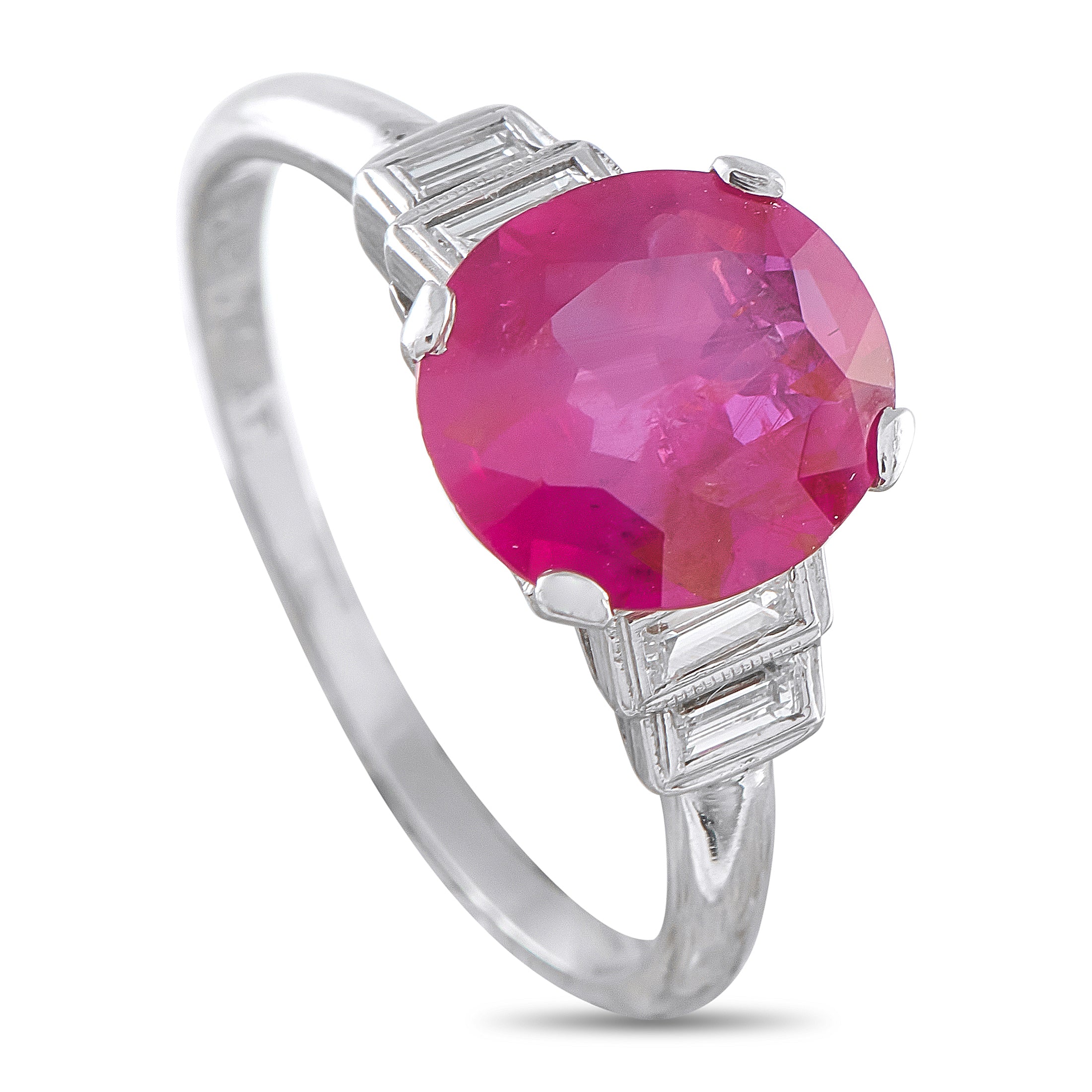 Platinum Diamond and 2.09ct No-Heat Burmese Ruby Ring