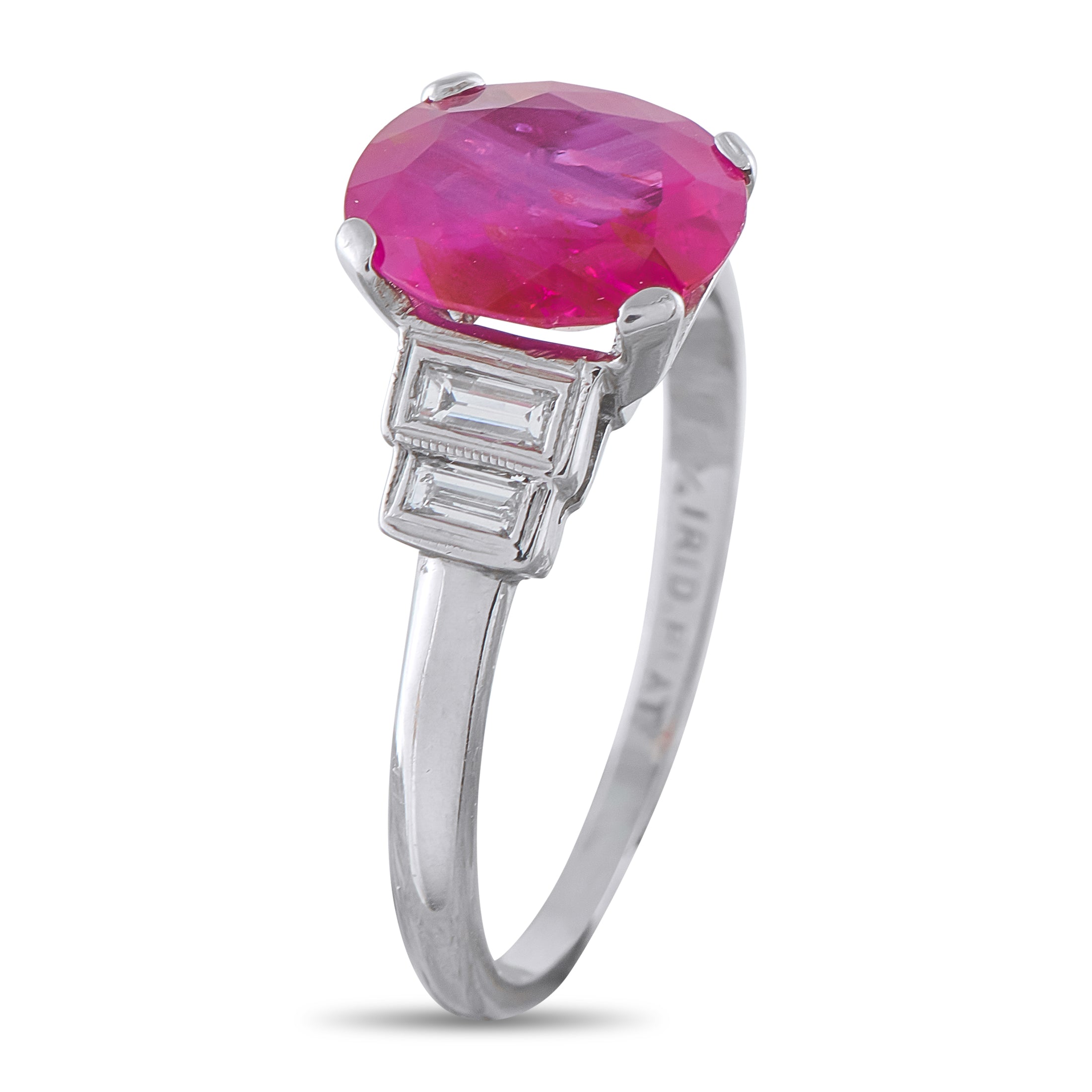 Platinum Diamond and 2.09ct No-Heat Burmese Ruby Ring
