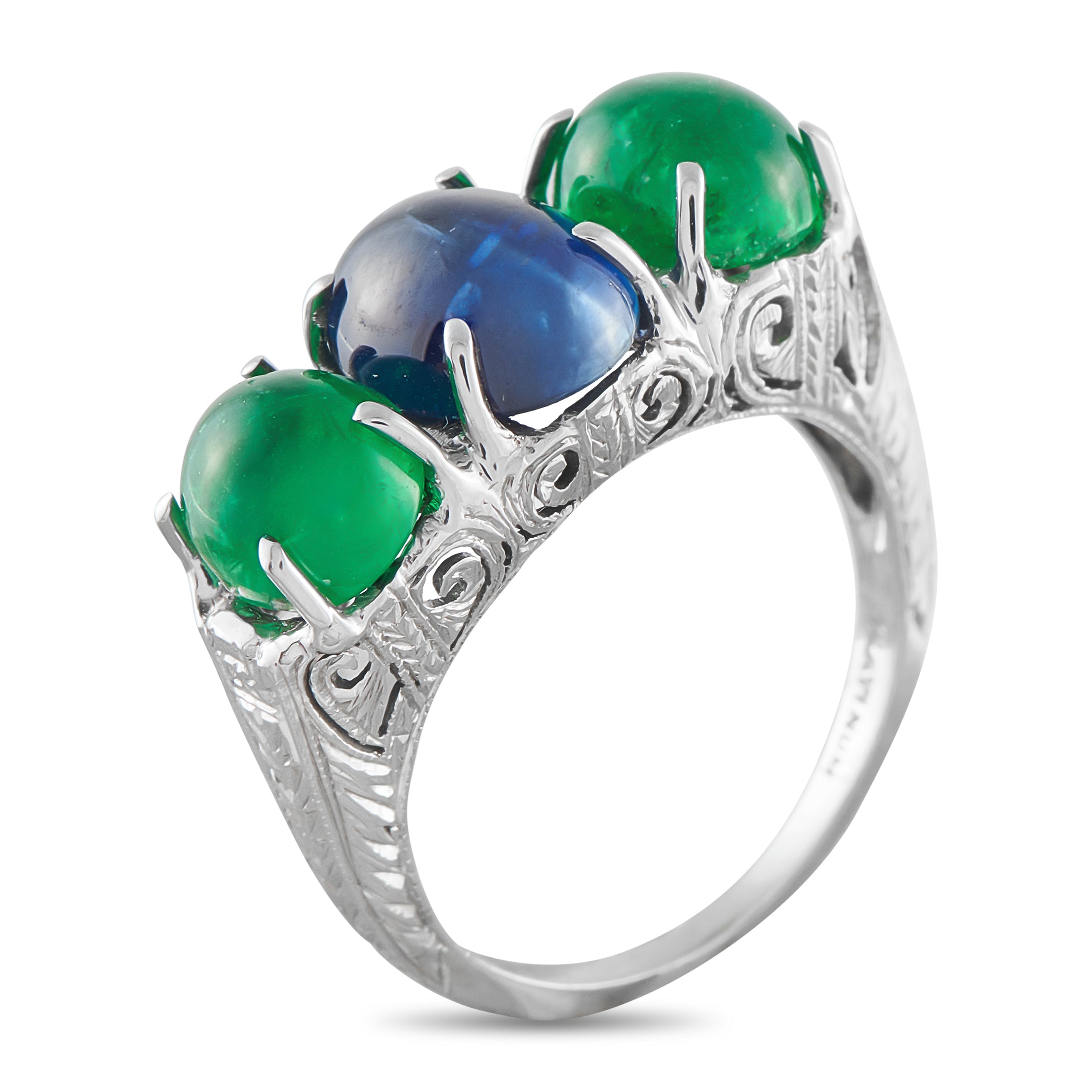 Platinum 1.90ct Sapphire and Emerald Ring