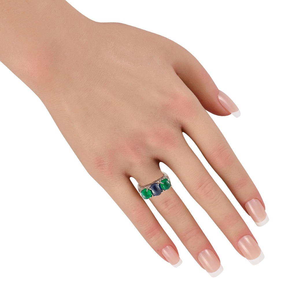 Platinum 1.90ct Sapphire and Emerald Ring