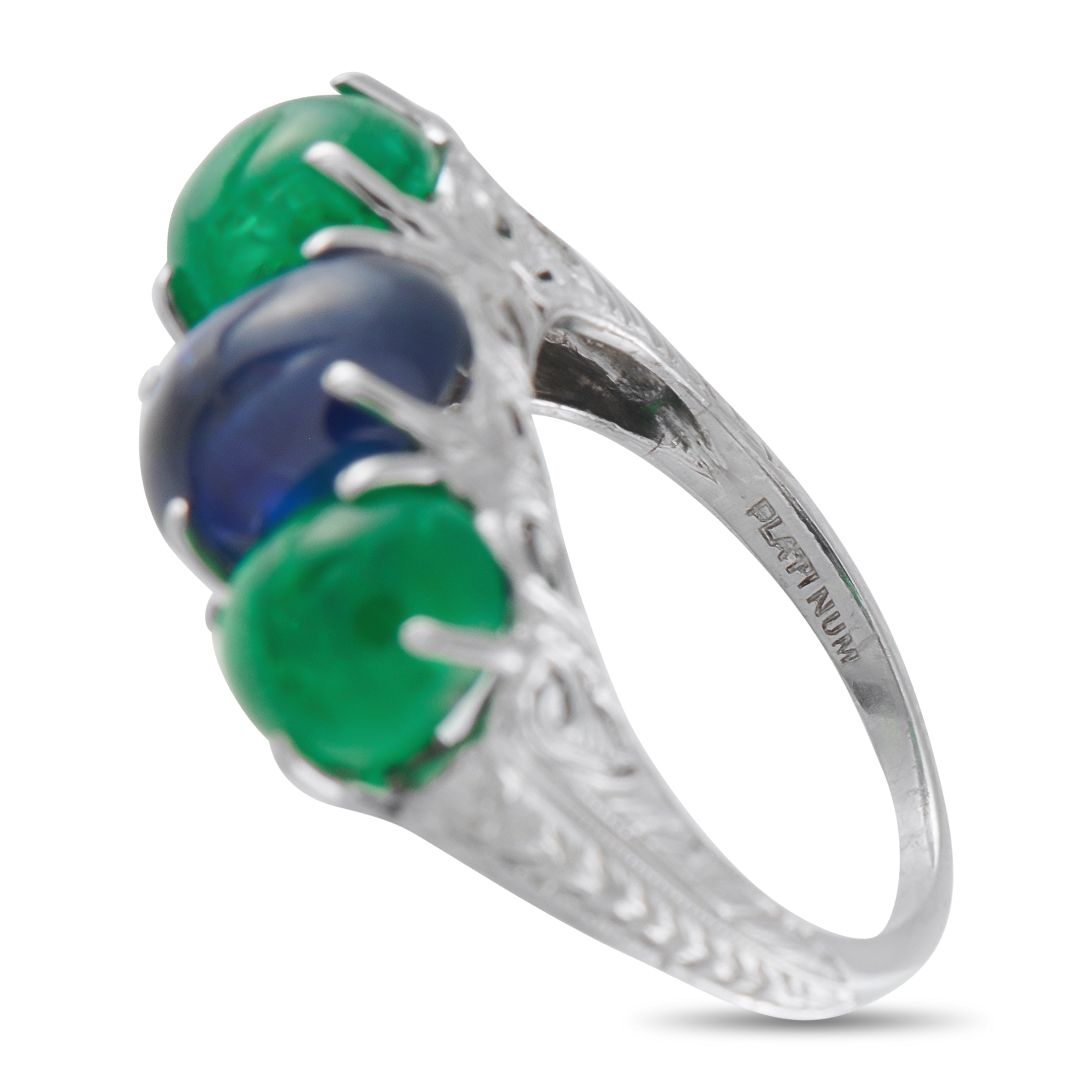 Platinum 1.90ct Sapphire and Emerald Ring