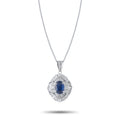 Platinum Sapphire and Diamond Double Halo Pendant