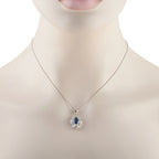 Platinum Sapphire and Diamond Double Halo Pendant