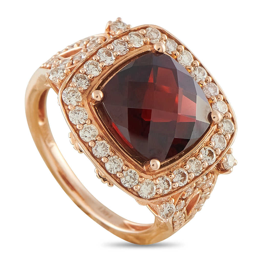 LE VIAN 14K Rose Gold 0.66ct Diamond and Garnet Ring