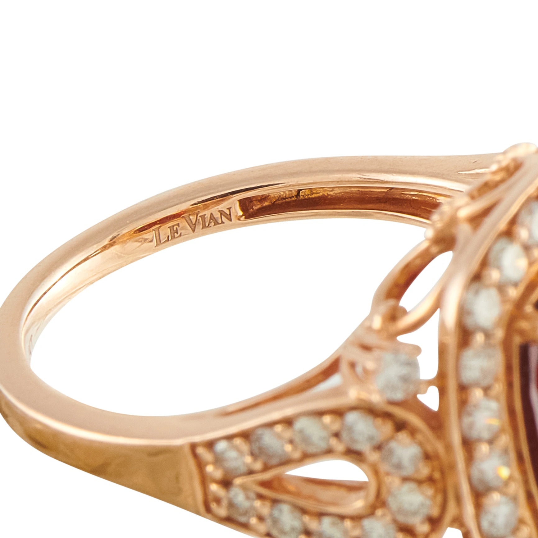 Le Vian 14K Rose Gold 0.66ct Diamond and Garnet Ring