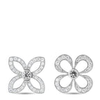 LOUIS VUITTON 18K White Gold Diamond Monogram Flower Earrings