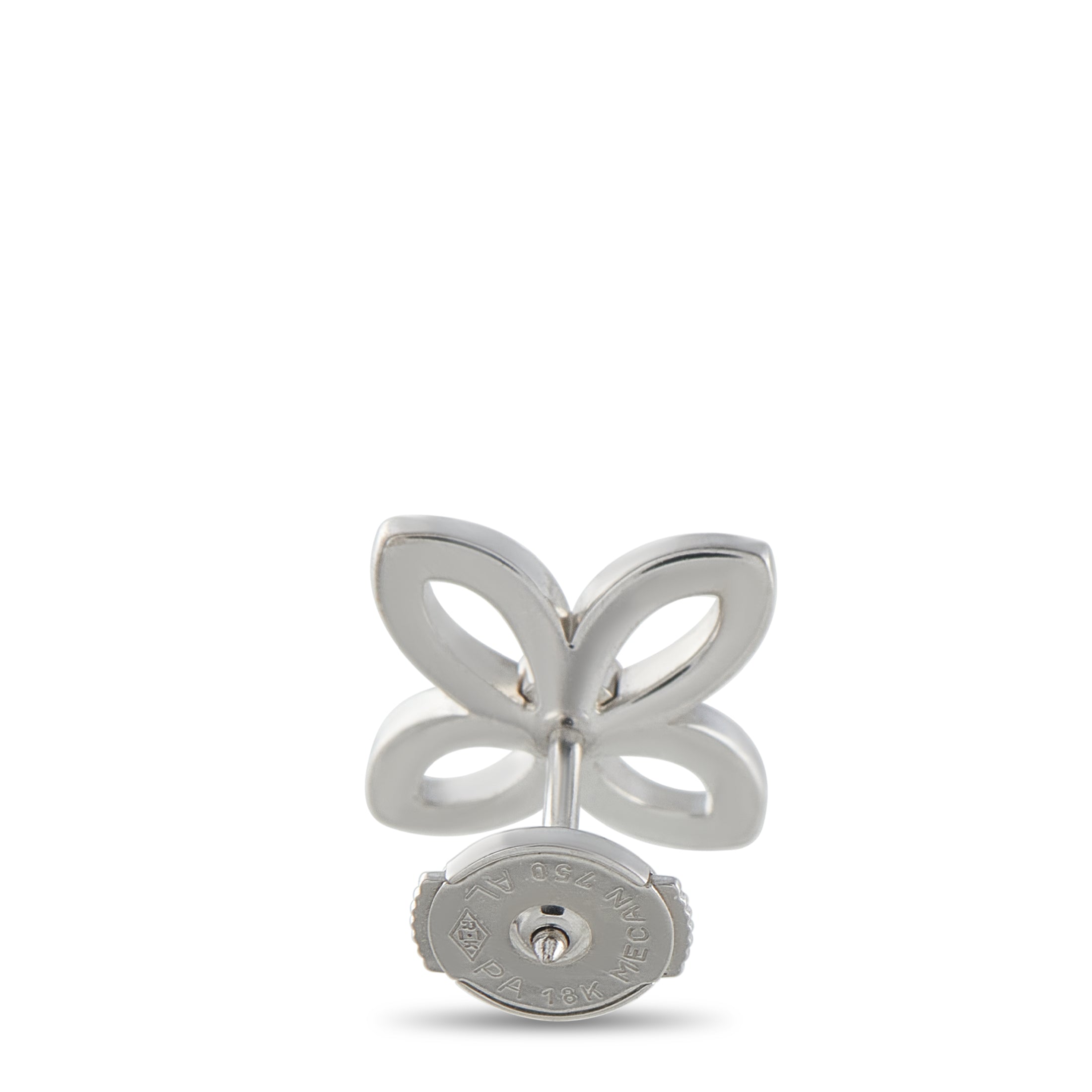 LOUIS VUITTON 18K White Gold Diamond Monogram Flower Earrings