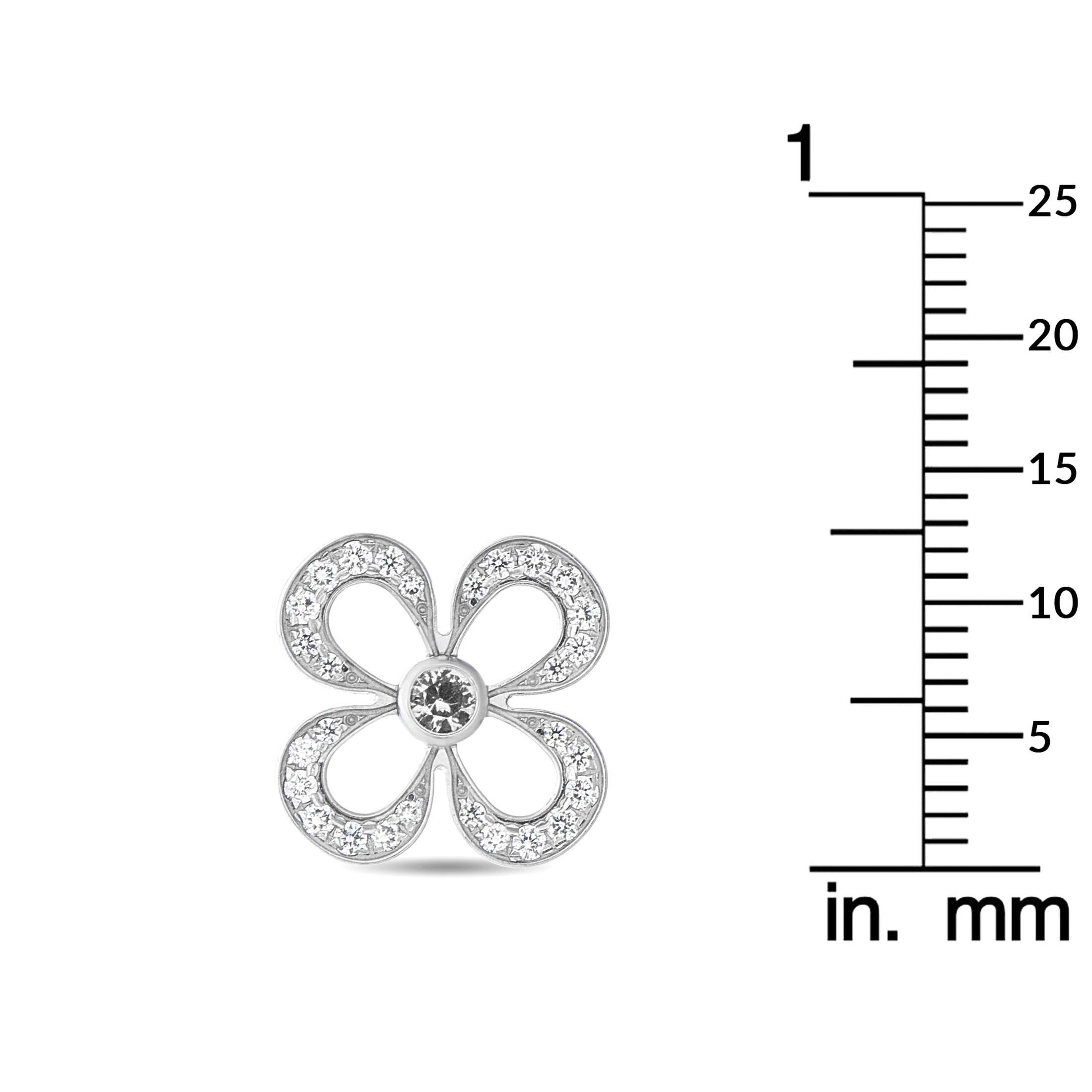 LOUIS VUITTON 18K White Gold Diamond Monogram Flower Earrings