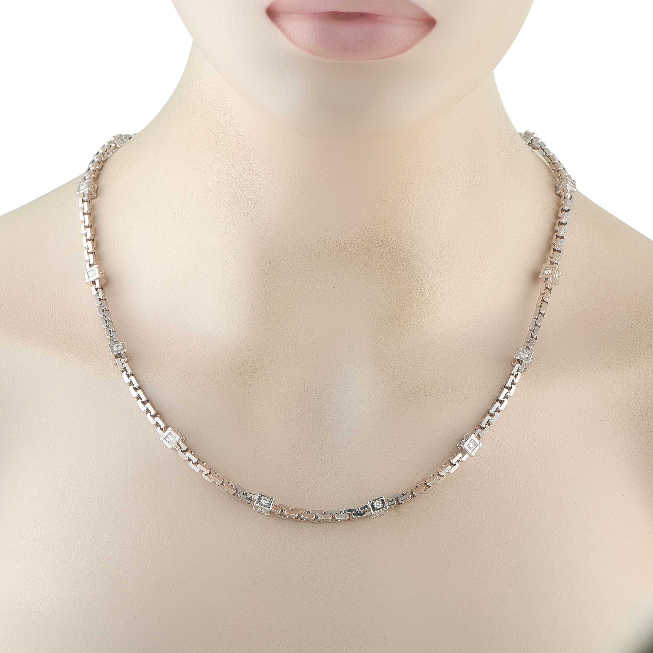 Louis Vuitton 18K White Gold 2.0ct Diamond Chain Necklace