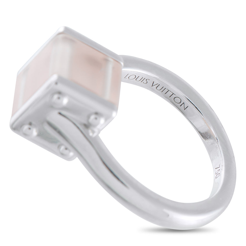 Louis Vuitton18K White Gold Rose Quartz Ring