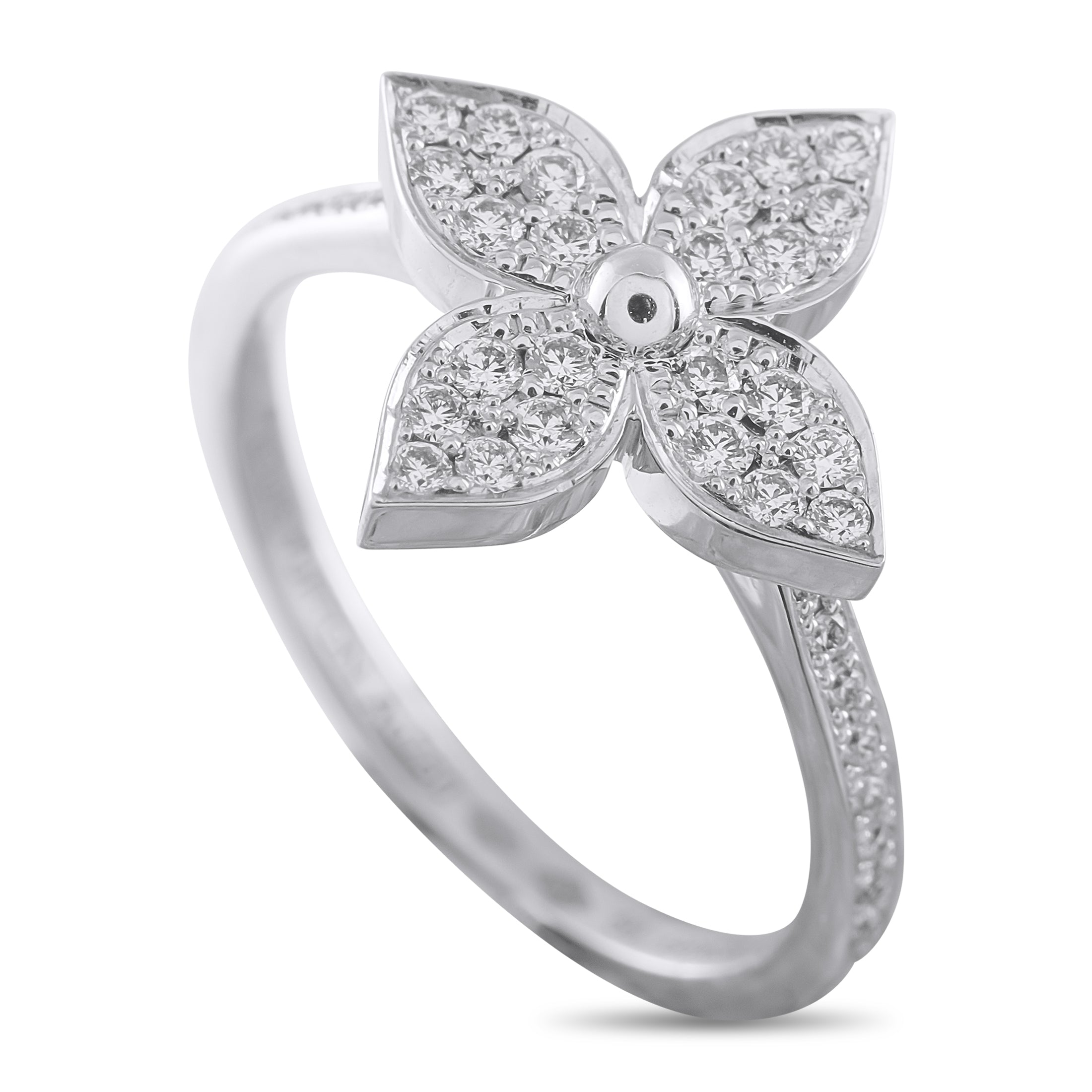 LOUIS VUITTON 18K White Gold Diamond Star Blossom Ring