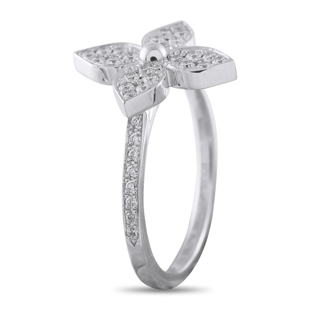 LOUIS VUITTON 18K White Gold Diamond Star Blossom Ring