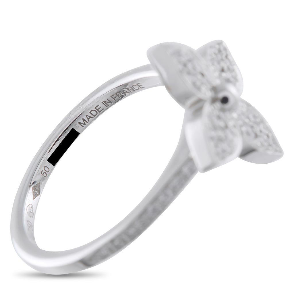 LOUIS VUITTON 18K White Gold Diamond Star Blossom Ring