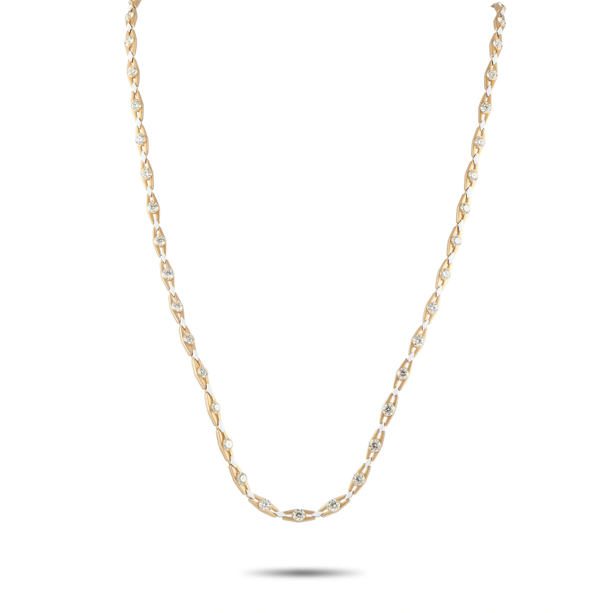 Lugano 18K yellow gold diamond necklace with repeating linked settings