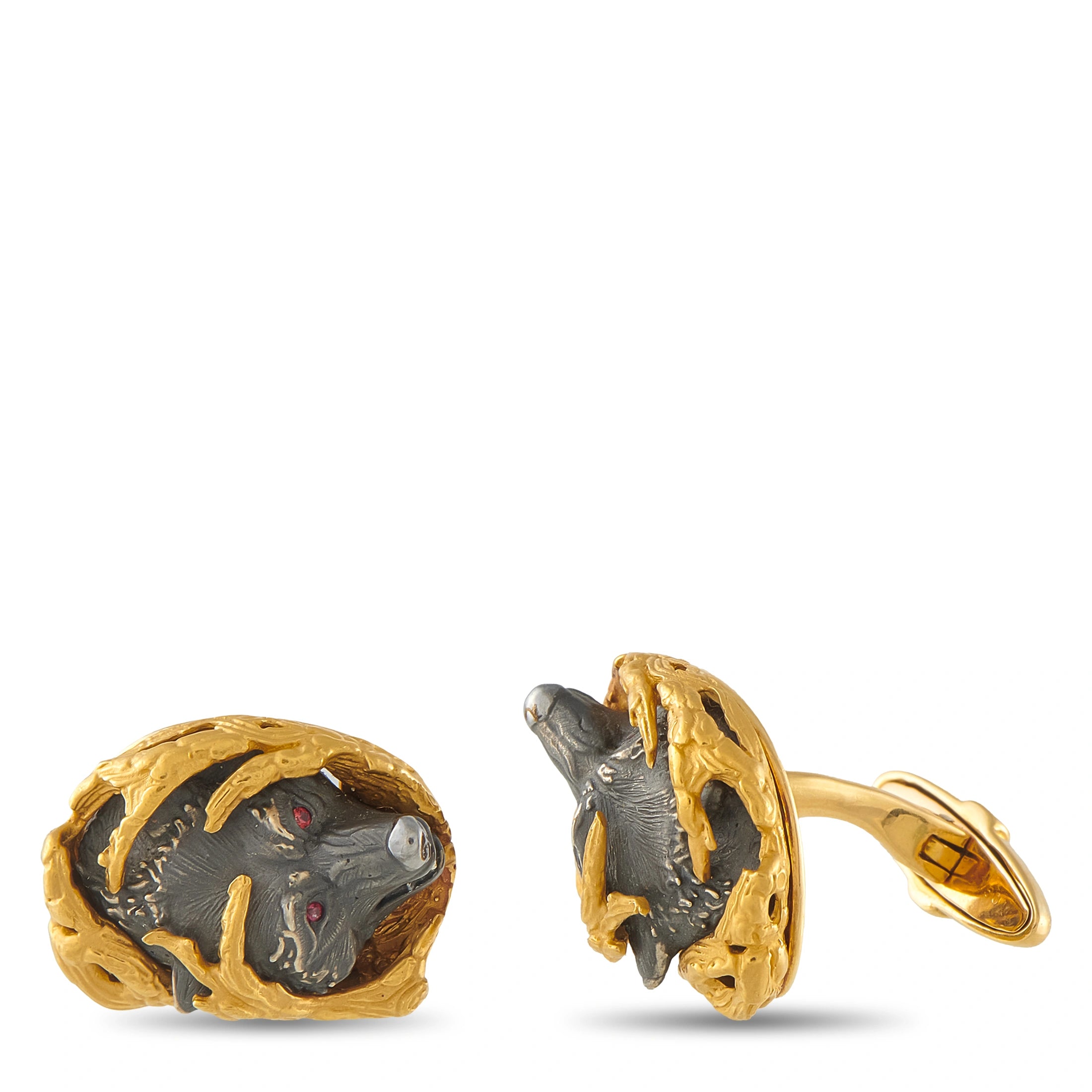 Magerit 18K Yellow Gold Wolf Cufflinks MG10-061926