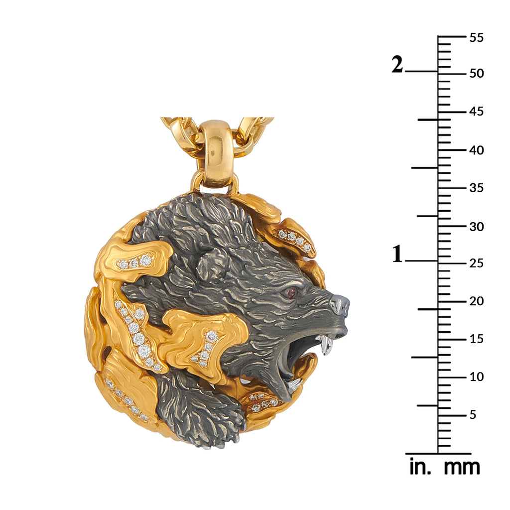 Magerit 18K Yellow Gold Diamond Bear Pendant