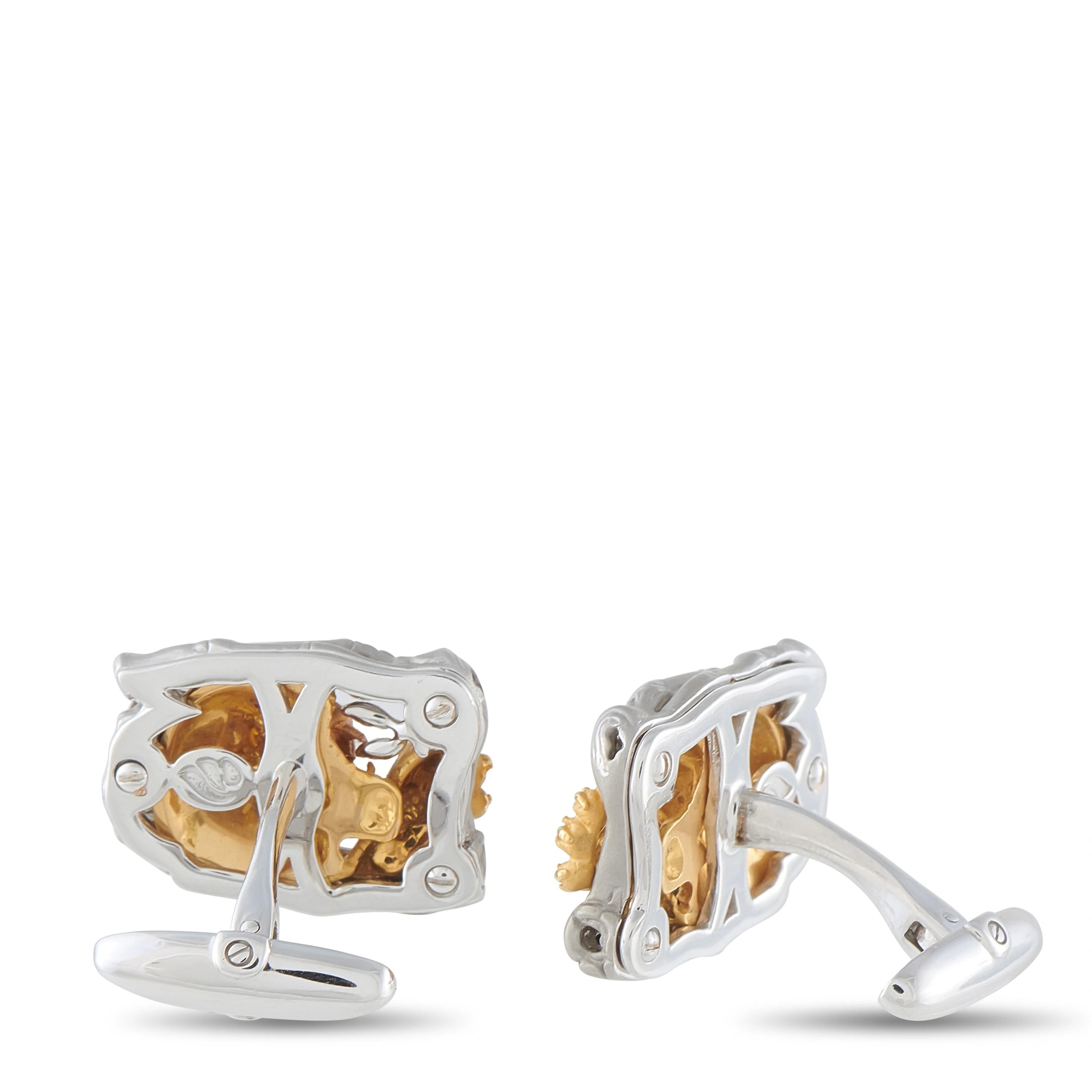 Magerit 18K Yellow and White Gold Tiger Cufflinks