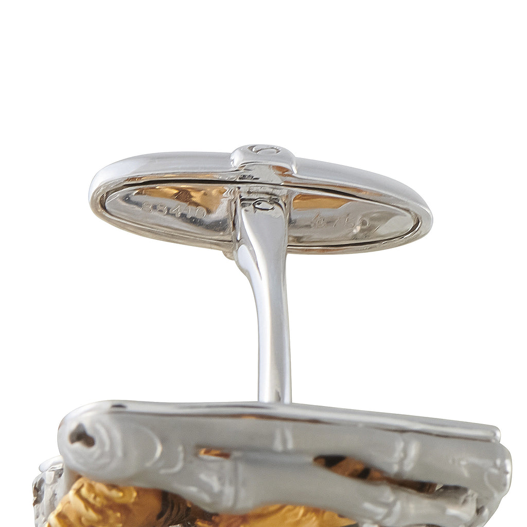 Magerit 18K Yellow and White Gold Tiger Cufflinks