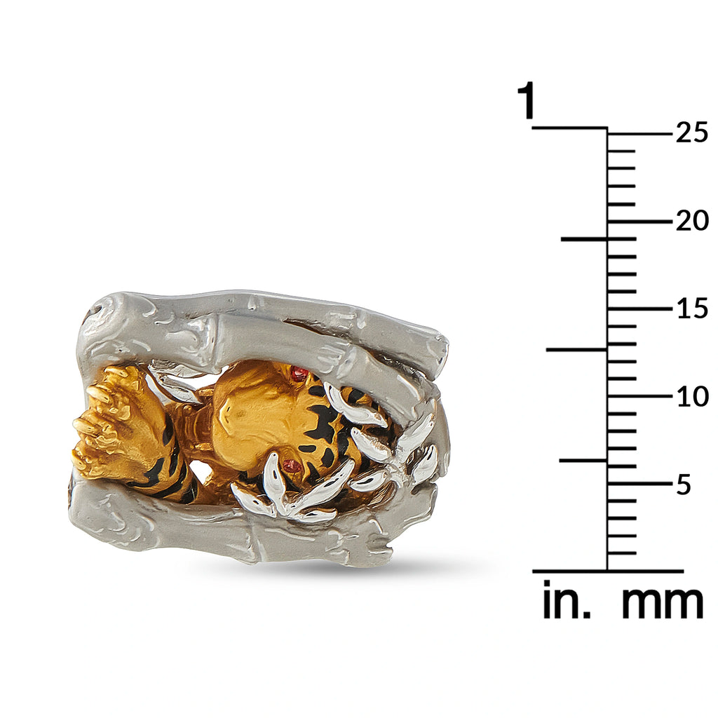 Magerit 18K Yellow and White Gold Tiger Cufflinks