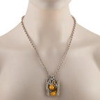 Magerit 18K Yellow and White Gold Diamond Tiger Pendant
