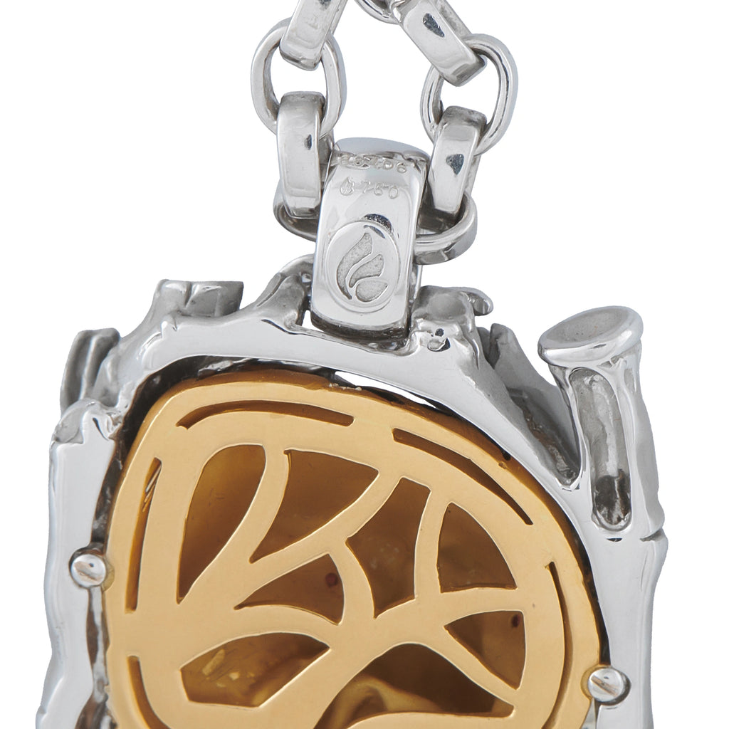 Magerit 18K Yellow and White Gold Diamond Tiger Pendant