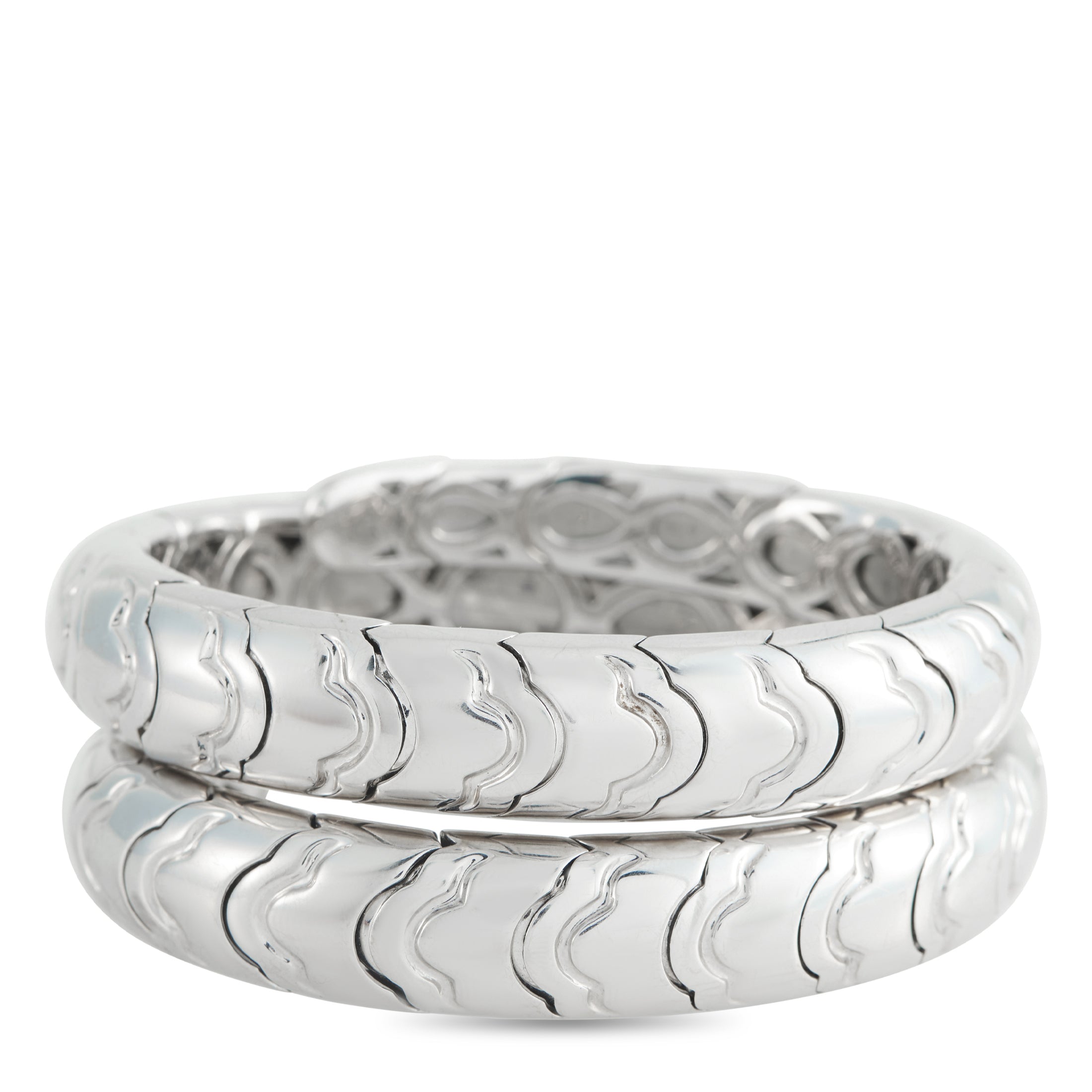 MARINA B. Onda Triple 18K White Gold 3.10ct Diamond Coil Bangle