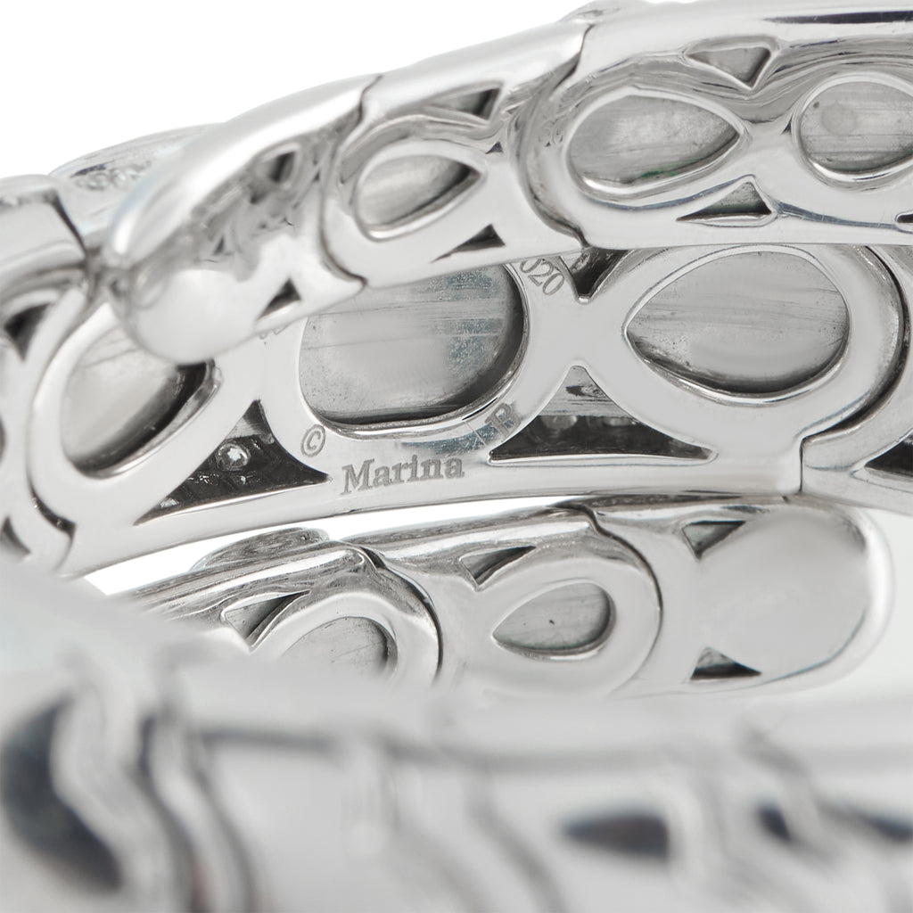 MARINA B. Onda Triple 18K White Gold 3.10ct Diamond Coil Bangle
