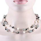 Marina B. 18K White Gold 4.5ct Diamond, Onyx, Pearl and Aqua Necklace