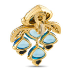 Marina B. 18K Yellow Gold 4.50ct Diamond, Topaz, and Enamel Clip-On Earrings