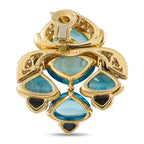 Marina B. 18K Yellow Gold 4.50ct Diamond, Topaz, and Enamel Clip-On Earrings