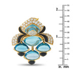 Marina B. 18K Yellow Gold 4.50ct Diamond, Topaz, and Enamel Clip-On Earrings